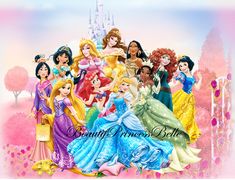 the disney princesses are all dressed up in their beautiful dresses and tiara outfits