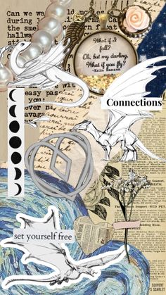 an altered collage with words and pictures on it, including the word'connections '