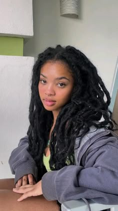 Long Fluffy Locs, Realistic Faux Locs, Messy Box Braids, Character Claims, Hairstyles Locs, Hairstyle Reference, Long Dreads, Dreads Girl, Faux Locs Hairstyles