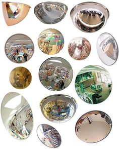 many circular mirrors are arranged in the same pattern