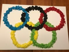 the olympic rings are made out of crochet