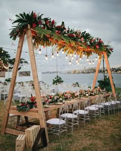 an instagram photo with flowers and greenery on the table for a destination wedding in hawaii