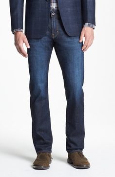 AG+'Graduate'+Tailored+Straight+Leg+Jeans+(Robinson)+available+at+#Nordstrom White Jeans Men, Jean Crafts, Ag Jeans, Big And Tall Outfits, Classic Jeans, Baggy Jeans, Dark Denim, Men's Casual