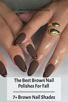 brown nail polishes, brown nails, brown nails, brown aesthetic, brown nail, fall nails, fall nail art, nail ideas Brown Nail Polish On Dark Skin, Opi Brown Nail Polish Shades, Brown Glossy Nails, Matte Brown Nails Design, Hailey Bieber Nails Brown, Soft Brown Nails, Deep Brown Nails, Pretty Brown Nails, Brown Nails Inspiration