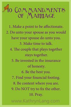 the ten commandments of marriage by kaylynn lang on devie com, via arts and crafts