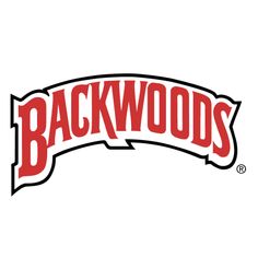 the backwoods logo is shown in red and white, with an arched arch above it