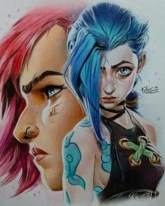 two women with different colored hair and piercings