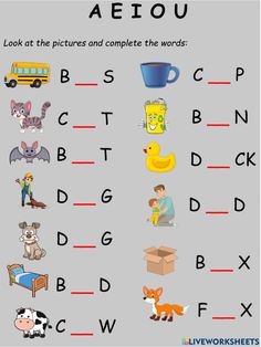 a worksheet with words and pictures to help kids learn how to read the alphabet