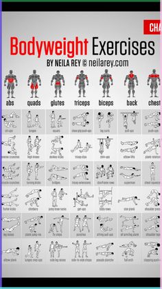 the bodyweight exercises chart is shown