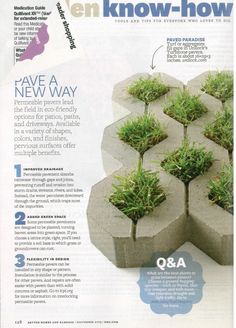 an advertisement for cement blocks with plants growing out of the top, and below it