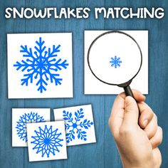 Matching snowflakes is an engaging and delightful winter-themed activity ideal for a classroom Science Center, Seasons Corner, Cosmic, or Language Shelf.This exercise is excellent for visual discrimination and helps children learn about winter in Preschool, Pre-K, Kindergarten, First Grade, or Homeschool settings. The task involves children using a magnifying glass to match large and small snowflake cards. This activity complements the reading of "Snowflake Bentley" with your students perfectly.The material contains:12  large snowflakes cards12  small snowflakes cardsActivity Suggestions:Utilize in your science center or seasons corner for solo workIncorporate into a small group activity or gamePrint on magnetic paper for use on a magnetic board, fridge, or cookie sheetAttach velcro to the Classroom Science Center, Winter Montessori Activities, Small Snowflakes, Large Snowflakes, Snowflake Bentley, Classroom Science, Magnetic Paper