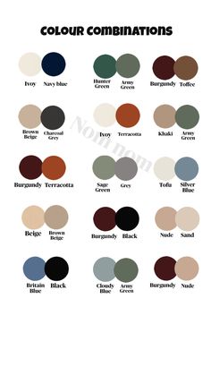 the color combinations for different shades of black, white and grey are shown in this chart