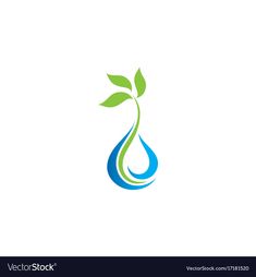 water drop and leaf logo design