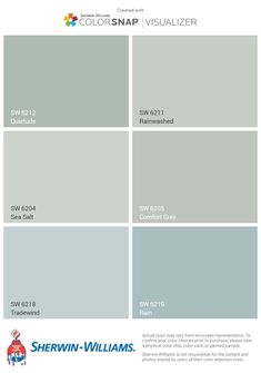 the color scheme for sherwinn - williams's new paint colors, including gray and