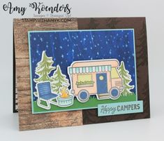 a card with an image of a camper