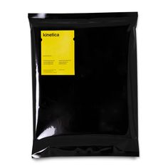 a black bag with yellow label on it