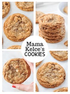 a collage of cookies with the words mama kelcee's cookies above them