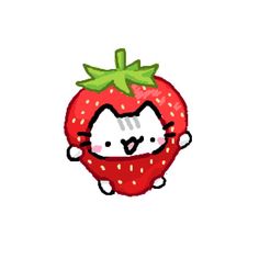 a drawing of a hello kitty strawberry