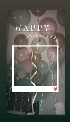 a birthday card with balloons and streamers