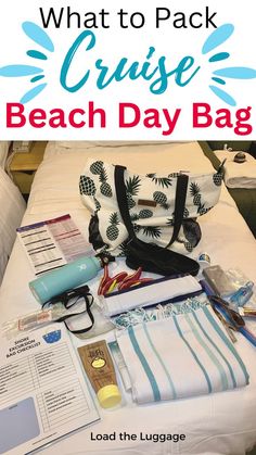 What to pack in your cruise vacation shore excursion bag for a day at the beach.  Whether you are on a cruise ship beach shore excursion or going to the beach on your own, here is what yo will want in your port day bag. Caribbean Cruise Packing List, Cruise Packing List, Cruise Attire, Disney Cruise Vacation