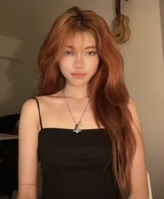 Attractive Hair Color For Women, Cantonesekiwi Hair, Dyed Hair For Tan Skin, Ginger Hair Asian, Asian Red Hair, Hair Ideas Easy, Goals Ideas, Hair Color For Women