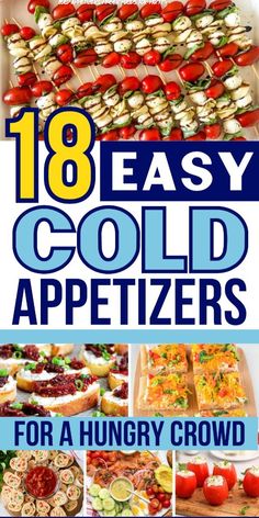 These easy cold appetizers for a crowd will make your party amazing!!! Now I have so many cold appetizer ideas to make like Caprese skewers, million dollar dip, bruschetta, and more! Pin for later! Cold Appetizers For A Crowd, Easy Cold Finger Foods, Easy Cold Appetizers, Cold Party Appetizers, Cold Appetizer, Easy Make Ahead Appetizers, Cold Finger Foods, Gourmet Appetizers, Skewer Appetizers