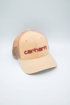 A neutral accessory to add to your everyday wardrobe includes this Carhartt Canvas Mesh-Back Logo Trucker Hat in Apricot! Featuring a mesh back, adjustable closure, moisture wicking sweatband, and simple embroidered logo, you’ll be sporting this ball cap wherever you go this season. Features: Carhartt Style: 101195-Q54 Color: Pale Apricot 100% Cotton Canvas Men's hats Trucker Hat Mid-profile, pre-curved visor Mesh back with adjustable closure Moisture wicking sweatband Carhartt logo embroidered Teen Gifts Boys, Punchy Hats, Carhartt Hats, Hats Trucker, Cowgirl Era, Boys Hats, Tan Outfit, Carhartt Hat, Carhartt Style