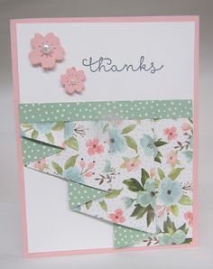 a thank card with flowers and polka dots