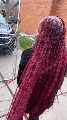 Burgundy Red Goddess Braids, Boho Burgundy Knotless Braids, Small Box Braids Short, Dark Burgundy Braids, Burgundy Quick Weave, Burgundy Hair Braids, Burgundy Boho Knotless Braids, Goddess Braids Burgundy, Burgundy Twists