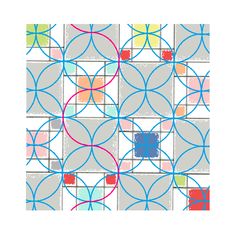 an abstract pattern with circles and squares