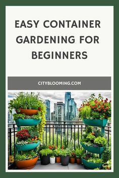 Easy container gardening setup with tiered planters full of colorful flowers and vegetables on an urban balcony. Garden With Vegetables