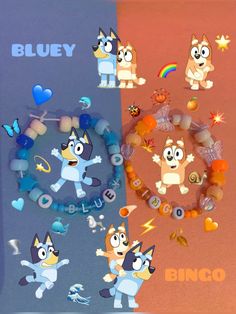 Sibling Bracelets, Bluey Bracelet Ideas, Bluey Bracelets, Bluey Inspired Jewelry, Bluey And Bingo Bracelets, Bluey Inspired Bracelets, Bestie Bracelets, Bluey Crafts, Bluey And Bingo Costume