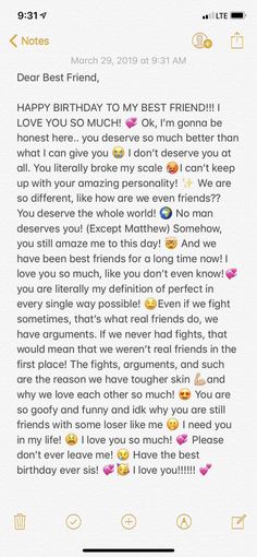 a text message that reads dear best friend, happy birthday to my best friend i love you so much