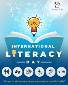 Happy International 🌎 Literacy ✒️📚 Day! International Literacy Day was founded by proclamation of The United Nations Educational, Scientific and Cultural Organization, or UNESCO, in 1966 “to remind the public of the importance of literacy as a matter of dignity and human rights.” International Literacy Day takes place on September 8 every year, and this year 2021 will be celebrated under the theme “Literacy for a human-centered recovery: Narrowing the digital divide”. World Literacy Day, Importance Of Literacy, Digital Divide, International Literacy Day, Literacy Day, Family Dentist, Pediatric Dentist, Family Dental, Family Dentistry