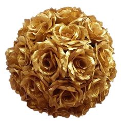 a bouquet of gold flowers on a white background