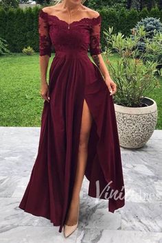 Evening Dress Off Shoulder, Wedding Guest Formal, Dress Off Shoulder, Formal Evening Dress, Burgundy Dress, Half Sleeve, Appliques, Wedding Guest, Floor Length