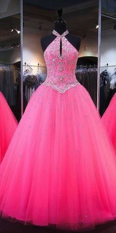 Pink Ball Dresses, Pink Sweet 16 Dress, Hot Pink Prom Dress, Neon Prom Dresses, Graduation Party Dresses, Girls Pageant Dresses, Cute Prom Dresses, Pretty Prom Dresses