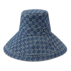 This wide-brimmed hat features the iconic Gucci monogram, crafted from GG eco washed organic GG jacquard denim. A miniature Double G adds a touch of luxury to this stylish accessory, paying homage to the brand's founder, Guccio Gucci. Denim Bucket Hat, Gucci Hat, Guccio Gucci, Brimmed Hat, Gucci Monogram, Hat Boxes, Denim Hat, Washed Denim, Wide Brimmed Hats