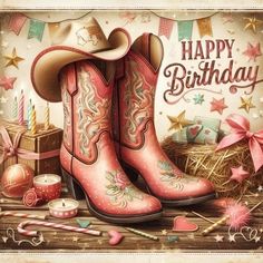 Gimtadienio Sveikinimai, Cowgirl Birthday Card, Happy Birthday Cowgirl, Cowgirl Background, Happy Birthday Cowboy, Congrats Wishes, Eloise Birthday, Hbd Wishes, Lekker Verjaar