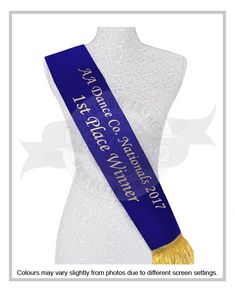 Custom Design Competition Sash  Our beautiful satin sashes  are a luxury ribbon with a beautiful soft feel. Our sashes are open ended allowing you to fit and adjust to your perfect size. Our sashes are 165cm standard size.   These sashes are designed to order. Please simply purchase  your Quantity required and choose your sash and print color(s).  Once we receive your order we will message you to confirm that we have received your order and we will send you a custom design. Please email us a list of the wording required for each sash Category,name ,year and other specific details required. Email:henshq@hotmail.com   We can also include logos to your sash if required at no additional cost. please include this in your email. please note if no sash colour is noted during your checkout we will Pageant Sashes, Bachelorette Sash, Bow Sash, Satin Sash, Dance Competition, Design Competitions, Open Ended, Cheerleading, Dancing