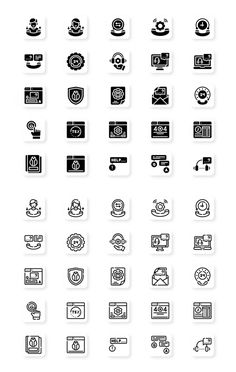 the different types of icons are shown in black and white