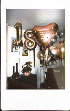 Balloons in the shape of the 1 and 8 and more regular balloons 18th Birthday Cake Ideas, 18th Birthday Decorations, Happy Birthday 18th, Eighteenth Birthday, Cute Birthday Ideas