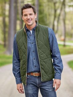 Our Must-Have Quilted Flannel Vest Reverses for Twice the Wear Casual Quilted Cotton Vest, Quilted Cotton Outerwear For Layering, Casual Cotton Vest For Winter, Cotton Vest Outerwear For Outdoor, Everyday Cotton Outerwear With Fleece Lining, Cotton Vest For Outdoor Wear, Casual Fall Vest With Fleece Lining, Winter Cotton Vest Outerwear, Cotton Vest Outerwear For Cold Weather