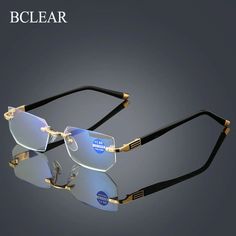 BCLEAR Rimless Reading Glasses Women Men Clear Lens Anti-Blu-Ray Compu – FuzWeb Men Glasses Frames, Wood Glasses Frames, Unique Glasses Frames, Eyes Glasses, Cool Basketball, Unique Glasses, Men's Glasses, Men's Optical