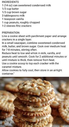 the recipe for cookies is shown in two different languages and includes instructions to make them