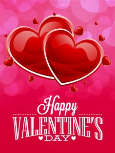 valentine's day card with hearts on pink background