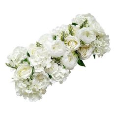 a bouquet of white flowers on a white background