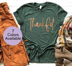 Fall Shirts Vinyl, Fall Tshirt Designs, Grateful Shirt, Fall Shirts Women, Thankful Shirt, Tshirt For Women, Perfect Thanksgiving, Cute Shirt Designs, Autumn T Shirts