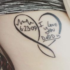 a woman with a tattoo on her stomach that says i love you dad