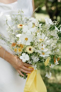 Yellow wildflowers, bridal bouquet, wildflower bouquet Wildflower Greenery Bouquet, Eucalyptus Wildflower Bouquet, Wispy Wedding Bouquet, Small White Wildflower Bouquet, Wedding Bouquet October, Garden Wedding Bouquet Spring, Sage Green And Wildflowers Wedding, Delicate Wedding Flowers, Meadow Bridal Bouquet